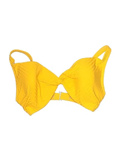 Pre-owned Shade & Shore Swimsuit Top Yellow Solid Pattern Swimwear