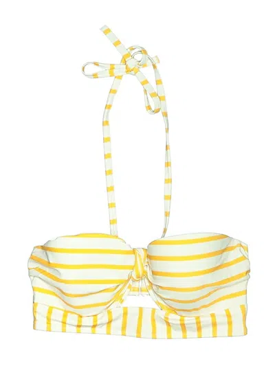 Pre-owned Shade & Shore Swimsuit Top Yellow Stripes Pattern Swimwear