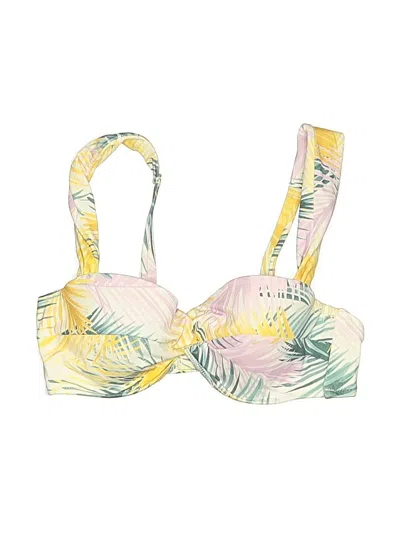 Pre-owned Shade & Shore Swimsuit Top Yellow Tropical Pattern Swimwear