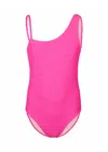 Shade Critters Berry Girls Crinkle Textured One Shoulder One Piece Swimsuit In Pink