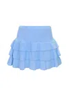 Shade Critters Blue Terry Girls Smocked Skirt In Blue