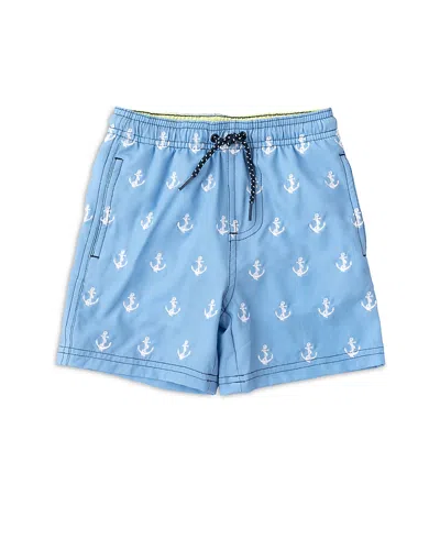 Shade Critters Boys H2o Embroidered Anchors Swim Trunks - Little Kid In Blue