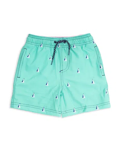 Shade Critters Boys' H2o Sailboat Embroidered Swim Trunks - Little Kid In Green