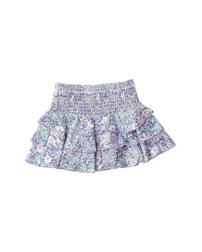 Shade Critters Babies'  Flower Power Girls Smocked Ruffle Skirt In Purple