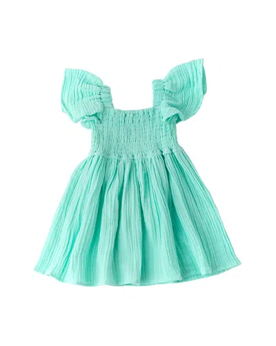 Shade Critters Kids'  Gauze Girls Smocked Flutter Dress In Green