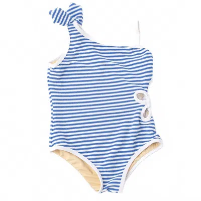 Shade Critters Kids' Girl's Daisy Cut Out Colbalt Stripe Swimsuit In Cobalt In Blue