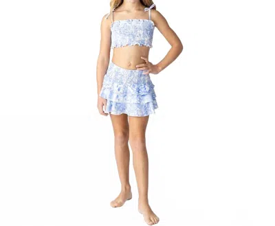 Shade Critters Kids' Girl's Tropical Smocked Skirt In Light Blue In Multi