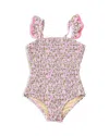 Shade Critters Girls' Blushing Blooms Smocked One Piece Swimsuit - Little Kid, Big Kid In Multi