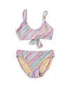 Shade Critters Girls' Diagonal Stripped Two Piece Swimsuit - Little Kid, Big Kid In Multi