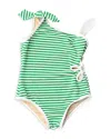 Shade Critters Girls' Green Stripe Ribbed One Piece Swimsuit - Little Kid, Big Kid In Green