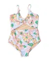 Shade Critters Girls' Retro Floral Monokini One Piece Swimsuit - Little Kid, Big Kid In Multi