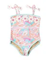Shade Critters Girls' Tutti Fruity Daisy Crochet Pom Pom Swimsuit - Little Kid, Big Kid In Multi