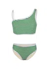 Shade Critters Green Stripe Girls Ribbed One Shoulder Two Piece Swimsuit In Multi