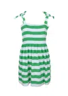 Shade Critters Green Stripe Girls Terry Smocked Tie Top Dress In Multi