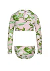 Shade Critters Hibiscus Botanical Pink Girls Cropped Rashguard Swimsuit Set In Multi