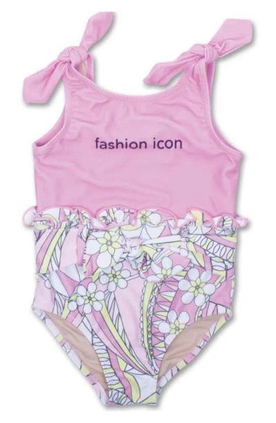 Shade Critters Babies' Influencer Daisy Daze One-piece Swimsuit In Pink Multi