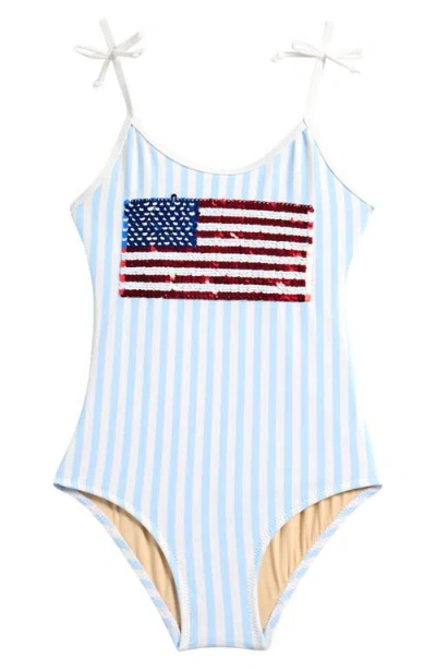 Shade Critters Kids' Americana Sequin One-piece Swimsuit In Blue
