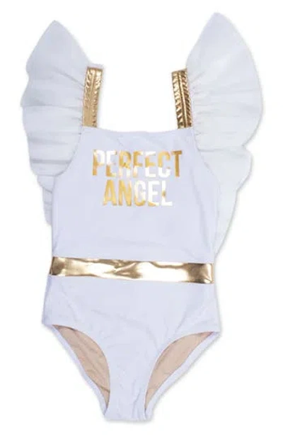 Shade Critters Kids' Beach Angel Ruffle One-piece Swimsuit In White