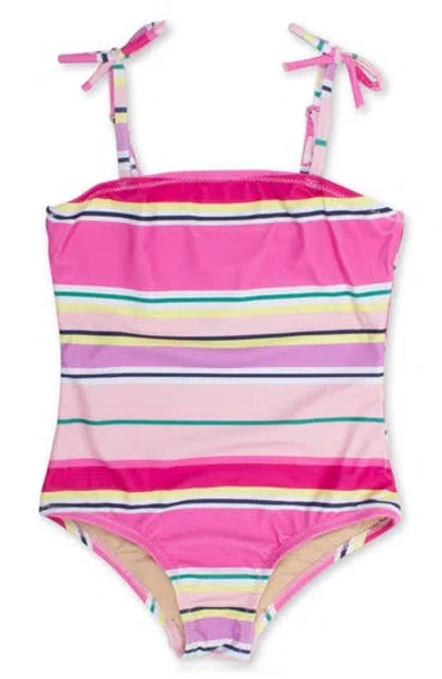 Shade Critters Kids' Beach Stripe One-piece Swimsuit In Pink Multi