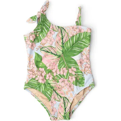 Shade Critters Kids' Botanical Palms One-shoulder One-piece Upf 50+ Swimsuit In Multi