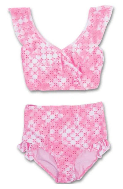 Shade Critters Kids' Bubble Gum Pink Eyelet Two-piece Swimsuit