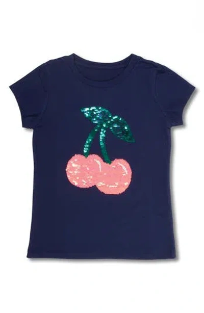 Shade Critters Kids' Cherry Sequin T-shirt In Navy