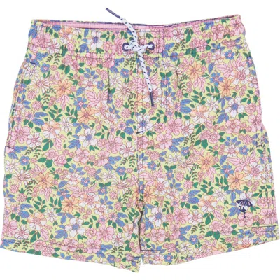 Shade Critters Kids' Citron Ditsy Swim Trunks In Yellow