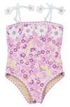 Shade Critters Kids' Crochet Pom One-piece Swimsuit In Pink