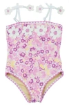 Shade Critters Kids' Crochet Pom One-piece Swimsuit In Purple