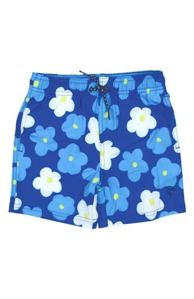 Shade Critters Kids' Daisy Print Upf 50+ Swim Trunks In Blue