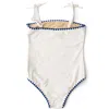 Shade Critters Girls' Floral Embroidered One Piece Swimsuit - Little Kid, Big Kid In White