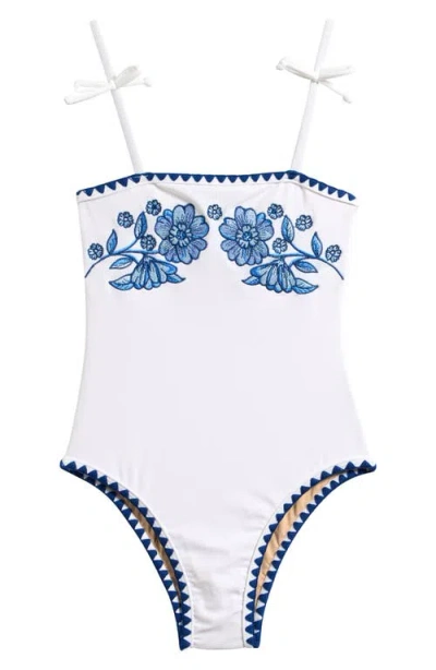 Shade Critters Kids' Embroidered One-piece Swimsuit In White