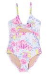 SHADE CRITTERS KIDS' EYELET FLORAL CUTOUT ONE-PIECE SWIMSUIT
