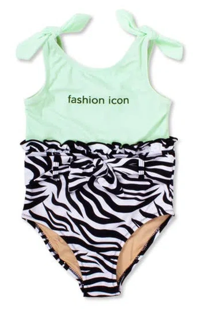 Shade Critters Babies'  Kids' Fashion Icon Zebra Print One-piece Swimsuit In Black