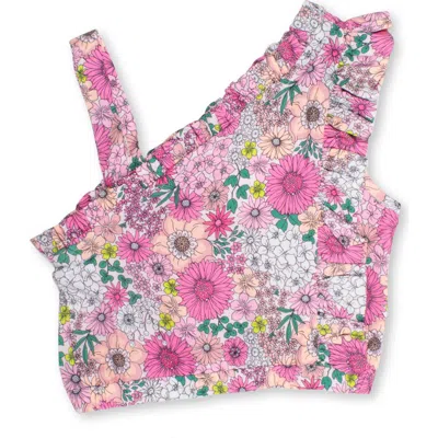 Shade Critters Kids' Floral One-shoulder Cover-up Top In Pink
