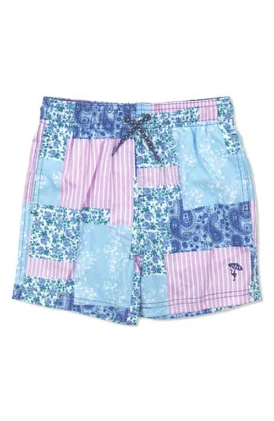 Shade Critters Kids' Floral Patch Swim Trunks In Blue Multi