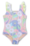 SHADE CRITTERS SHADE CRITTERS KIDS' GROOVY SWIRL FRINGE ONE-PIECE SWIMSUIT
