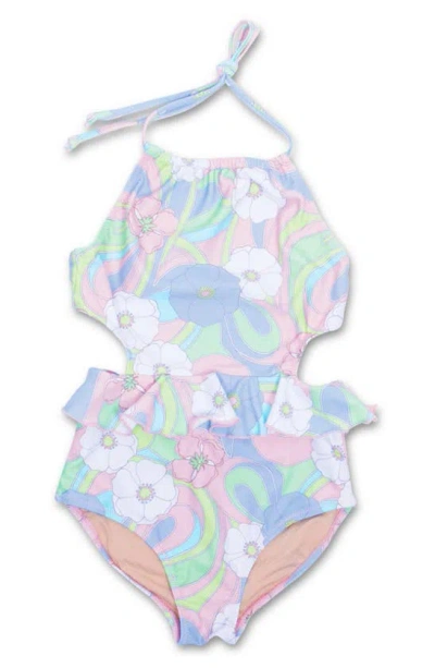 Shade Critters Kids' Groovy Swirl One-piece Swimsuit In Purple Multi