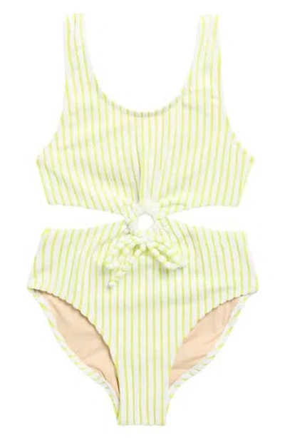 Shade Critters Kids' Lemon Stripe Cutout One-piece Swimsuit In Brown