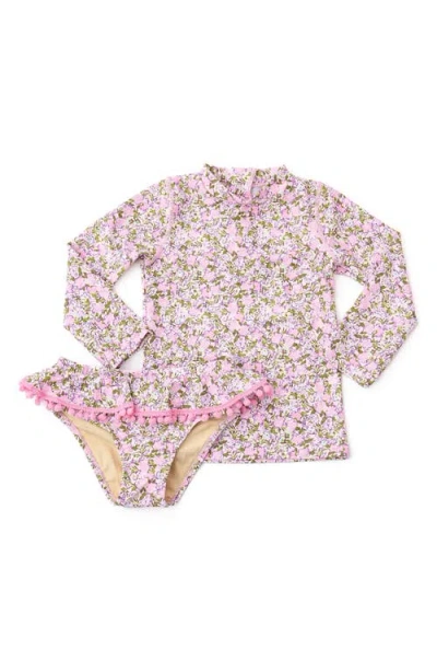 Shade Critters Babies'  Kids' Long Sleeve Upf 50+ Two-piece Rashguard Swimsuit In Pink