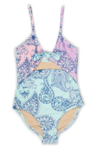 Shade Critters Kids' Paisley Cutout One-piece Swimsuit In Mint Multi