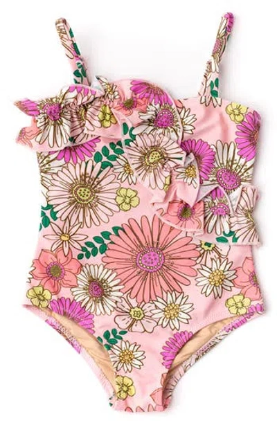 Shade Critters Kids' Retro Blossom One-piece Swimsuit In Pink