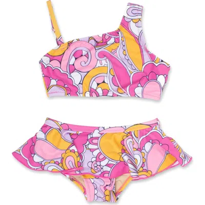 Shade Critters Kids' Retro Pink Swirl Two-piece Swimsuit