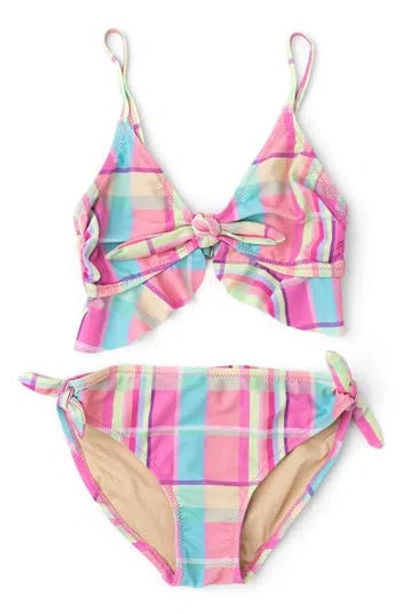 Shade Critters Kids' Ruffle Summer Plaid Upf 50+ 2-piece Bikini In Multi