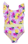 SHADE CRITTERS SHADE CRITTERS KIDS' RUFFLE TROPICAL LEMON ONE-PIECE SWIMSUIT