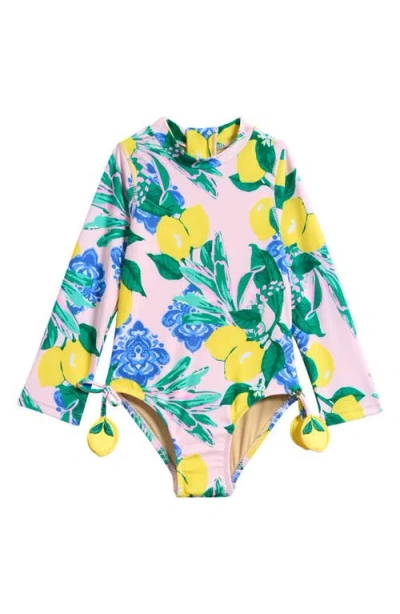 Shade Critters Babies'  Kids' Santorini Citrus Long Sleeve One-piece Rashguard Swimsuit In Pink