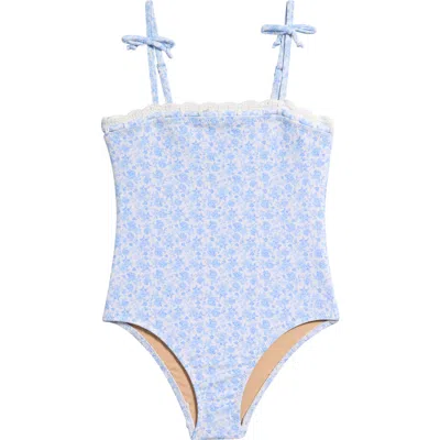 Shade Critters Kids' Scallop Crochet Trim One-piece Swimsuit In Blue