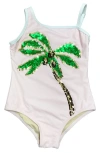Shade Critters Kids' Sequin Palm One-piece Swimsuit In Animal Print