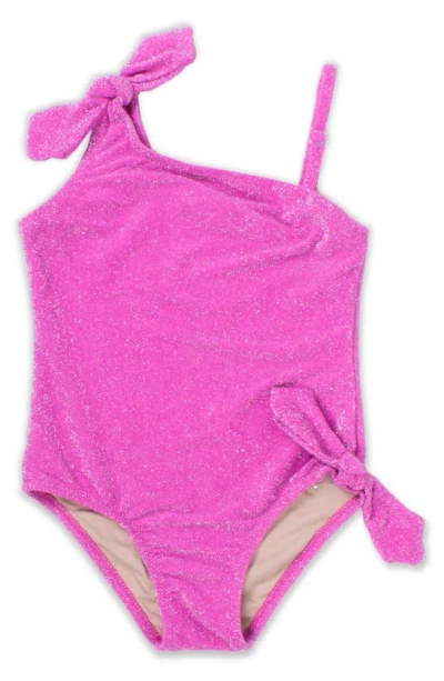 Shade Critters Kids' Shimmer Asymmetric One-piece Swimsuit In Purple