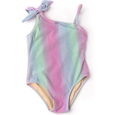 Shade Critters Kids' Shimmer Bunny Tie Shoulder One-piece Swimsuit In Purple Multi